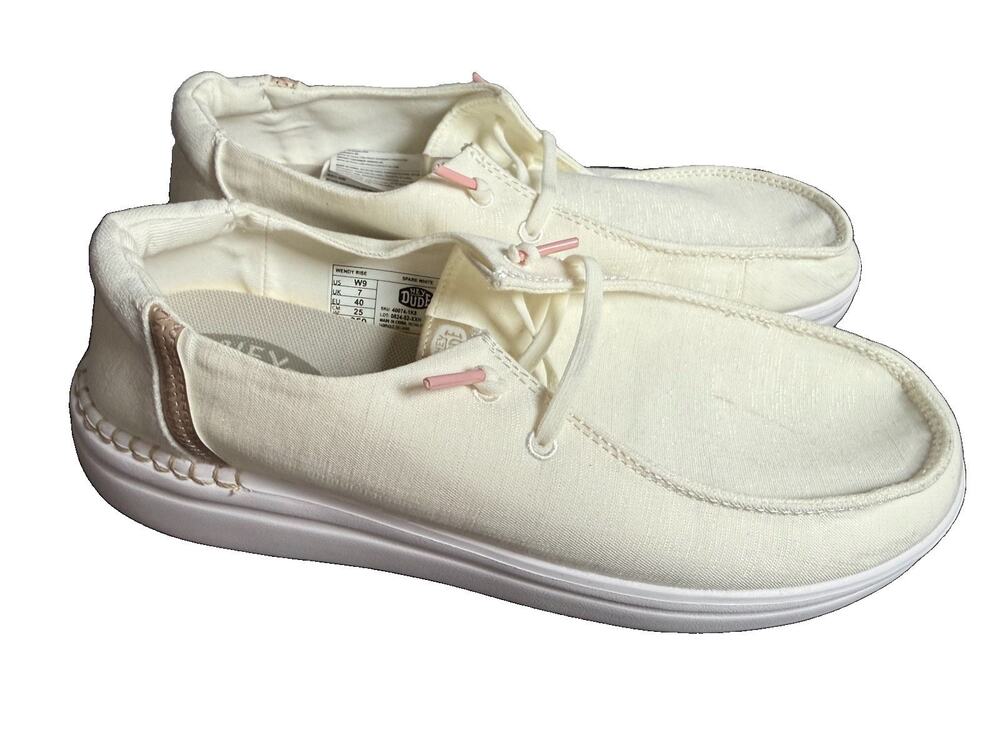 Hey Dude Wendy Rise Spark White Womenâs Size 9 new blems
